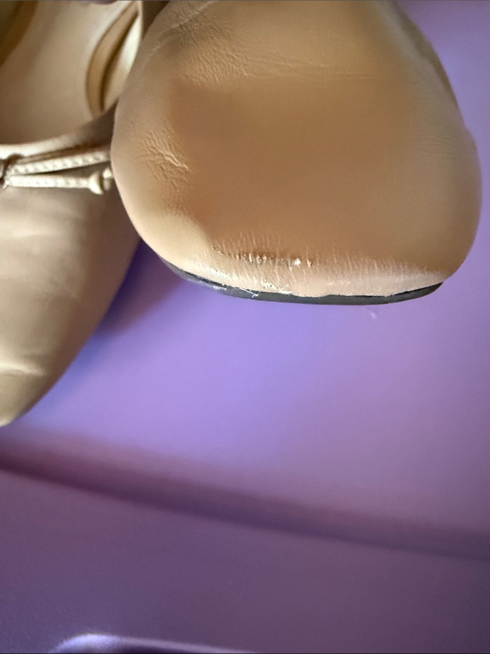 SCHUTZ Light Nude Leather Bow Ballet Flats - Picture 3 of 8